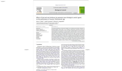 Effects of leaf and root herbivory by potential insect biological control agents on the performance of invasive Vincetoxicum spp.